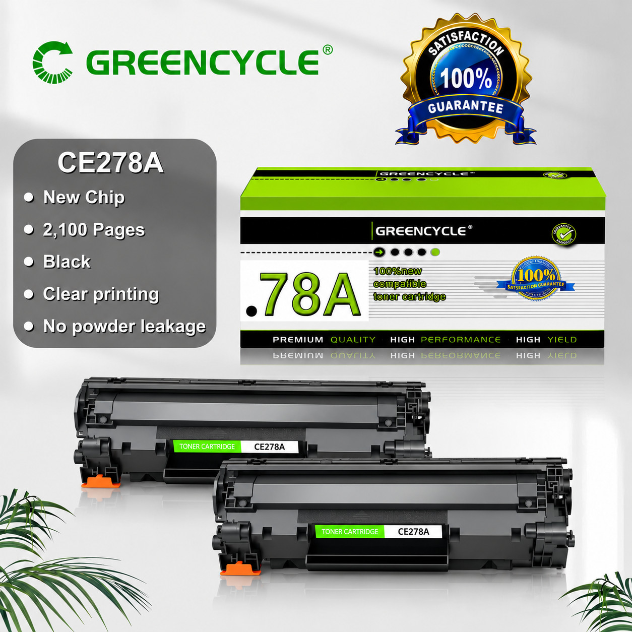 Compatible 2 Pack 78A CE278A Toner for HP LaserJet P1560 P1566 P1606dn M1536dnf