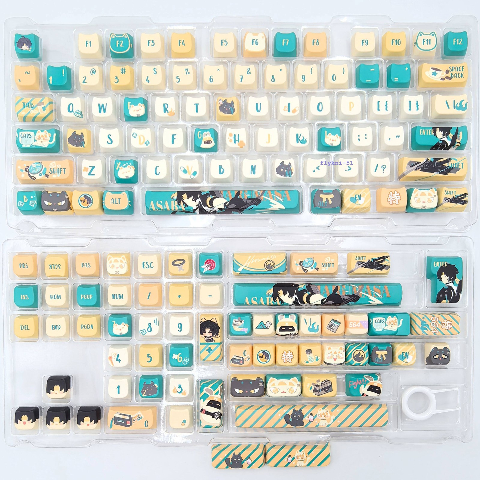 Game Zenless Zone Zero Asaba Harumasa KeyCap PBT Keycaps for Mechanical Keyboard