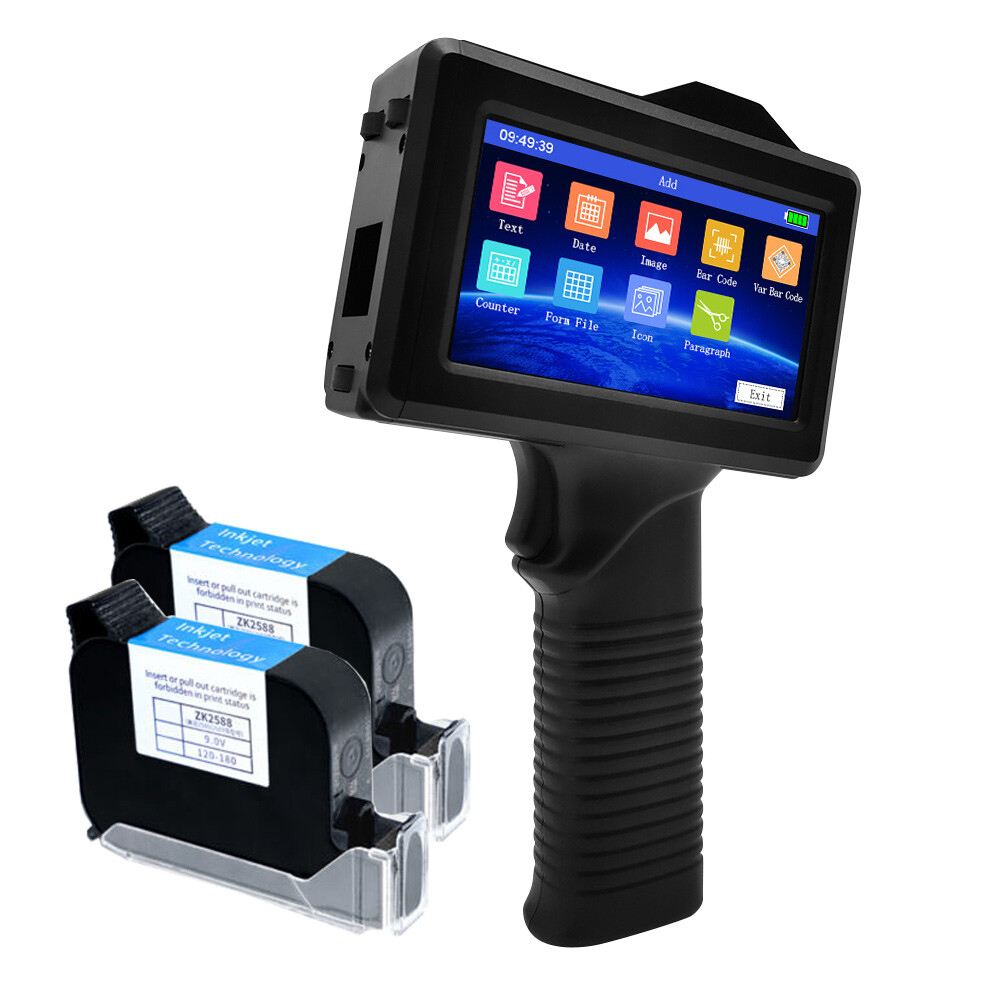 ToAuto Handheld Inkjet Printer Barcode Batch Coding Machine+2pcs Ink Cartridges