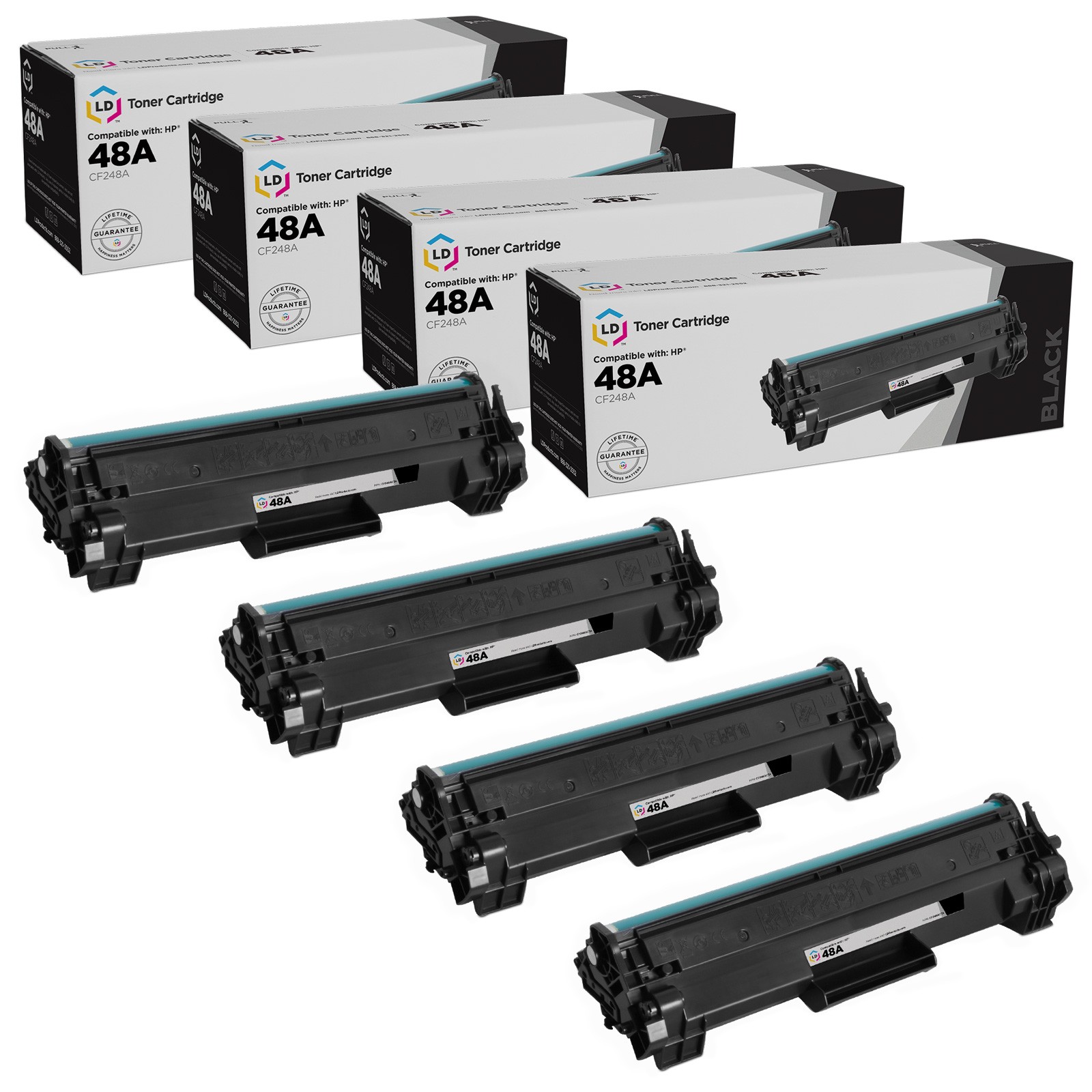 4PK LD Compatible Replacement for CF248A Fits HP 48A Black Toner for M15w M28w