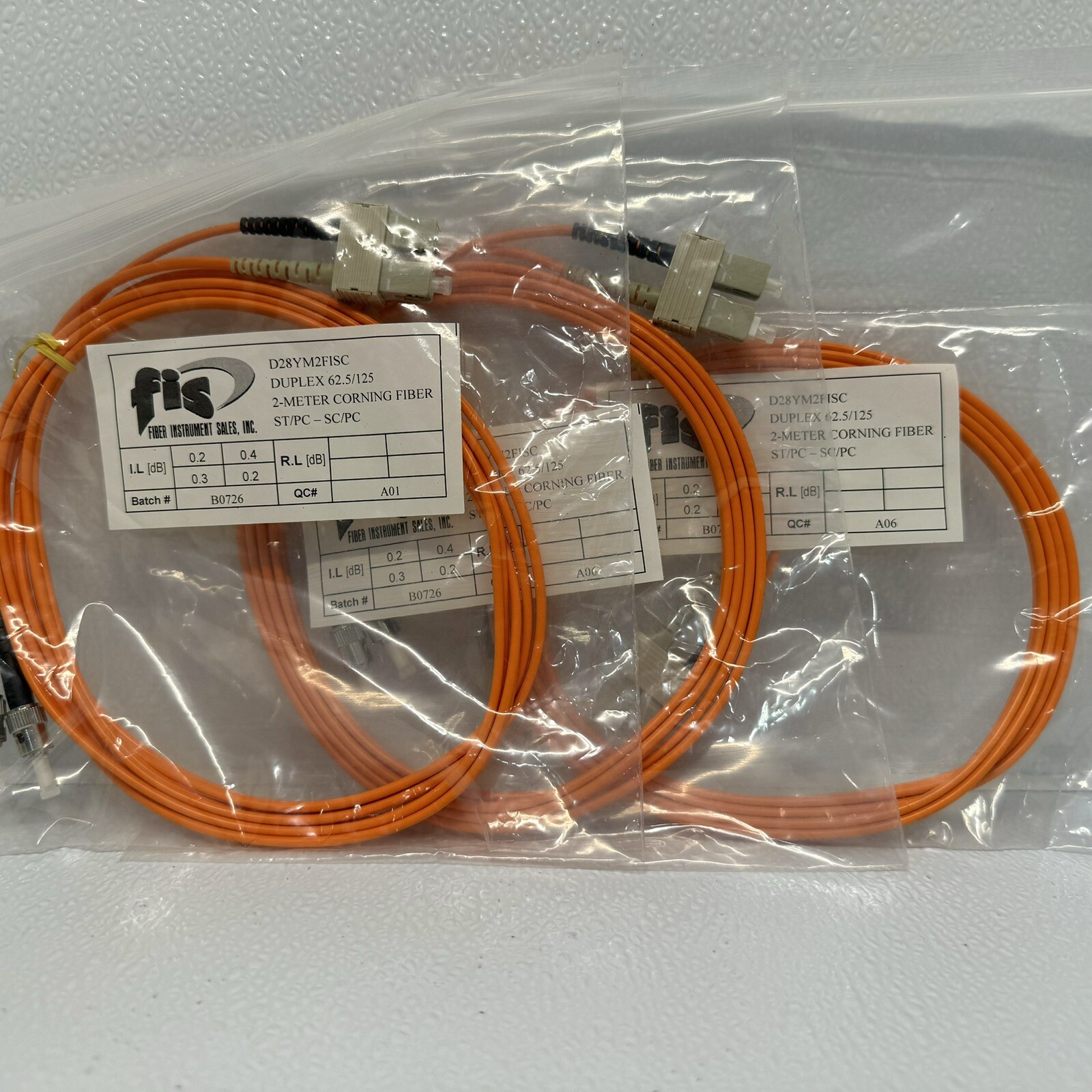 FIS Fiber optic Patch Cable D28YM2FISC 2 Meter Corning Fiber Orange