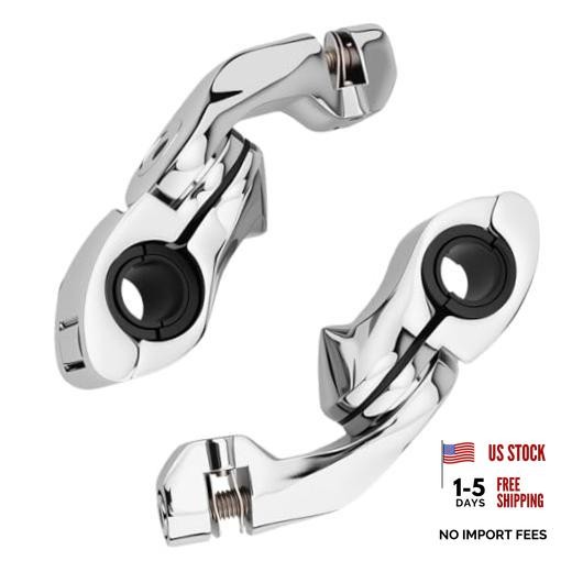 Highway Pegs P-Clamp Mount Kit Motorcycle Foot Pegs Fit for 1" & Short-Chrome