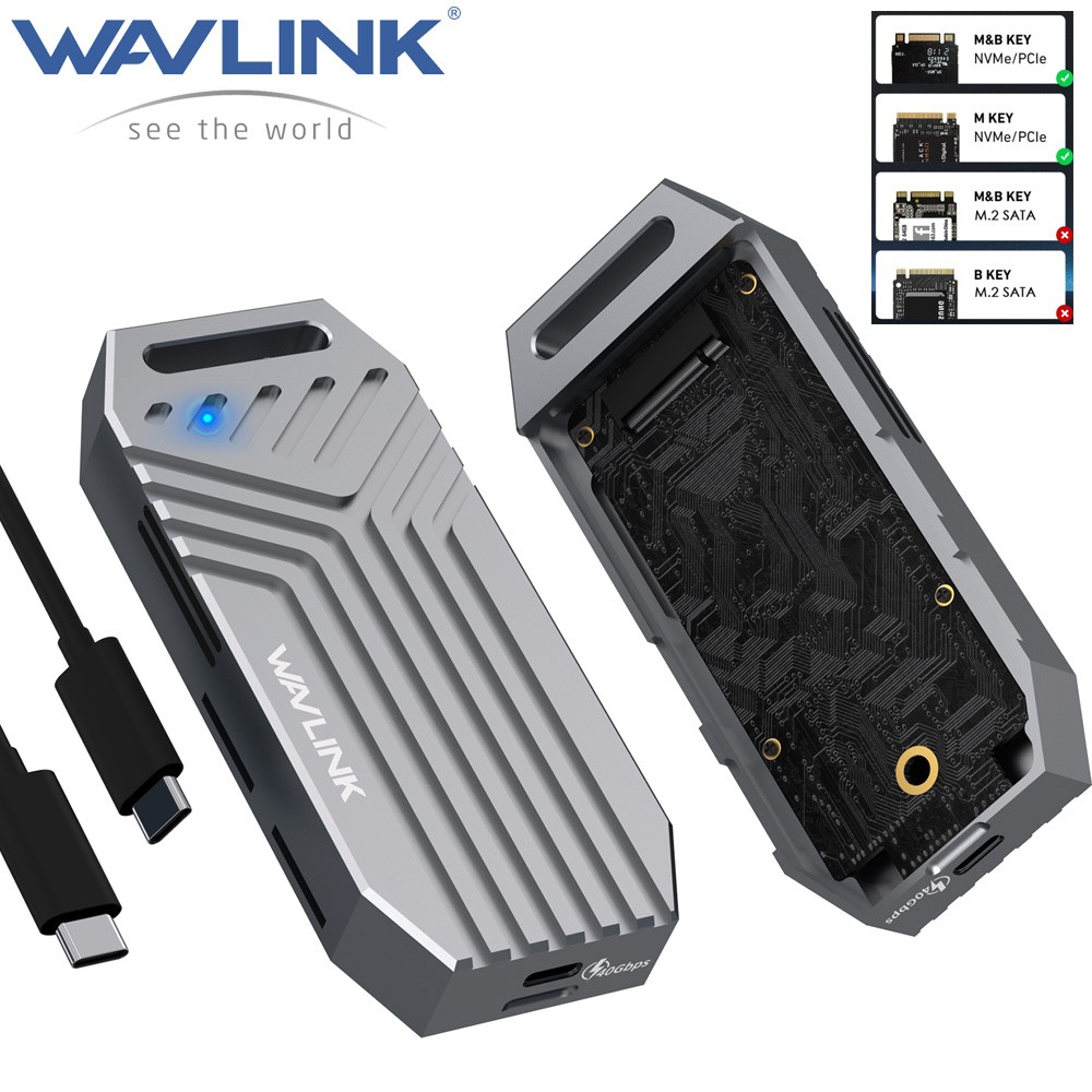 WAVLINK 40Gbps PCIe NVMe SSD Enclosure USB4 External M.2 NVMe SSD Case 2280 Size