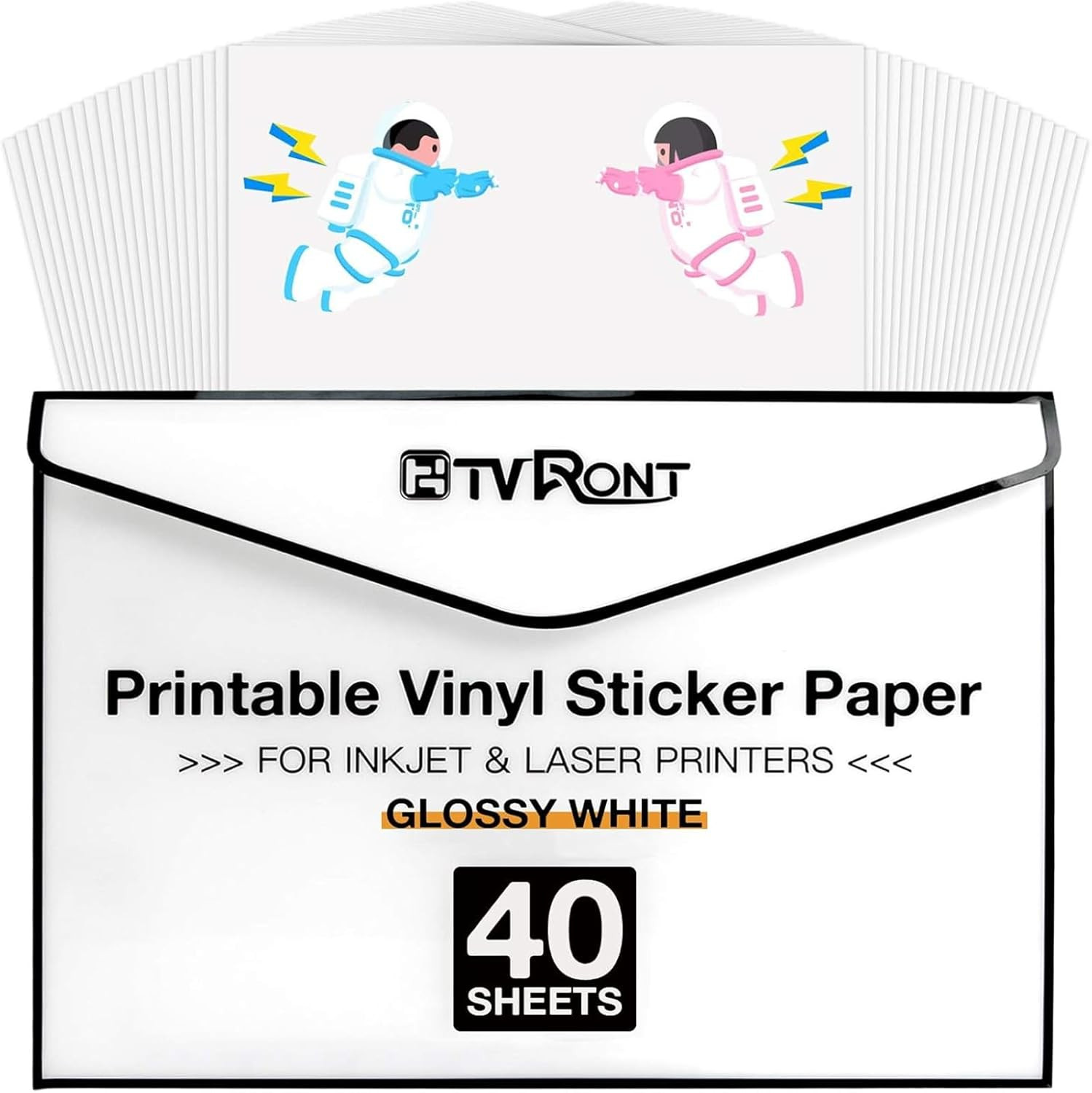 HTVRONT Printable Vinyl for Inkjet Printer & Laser Printer - 40 Pcs Glossy White
