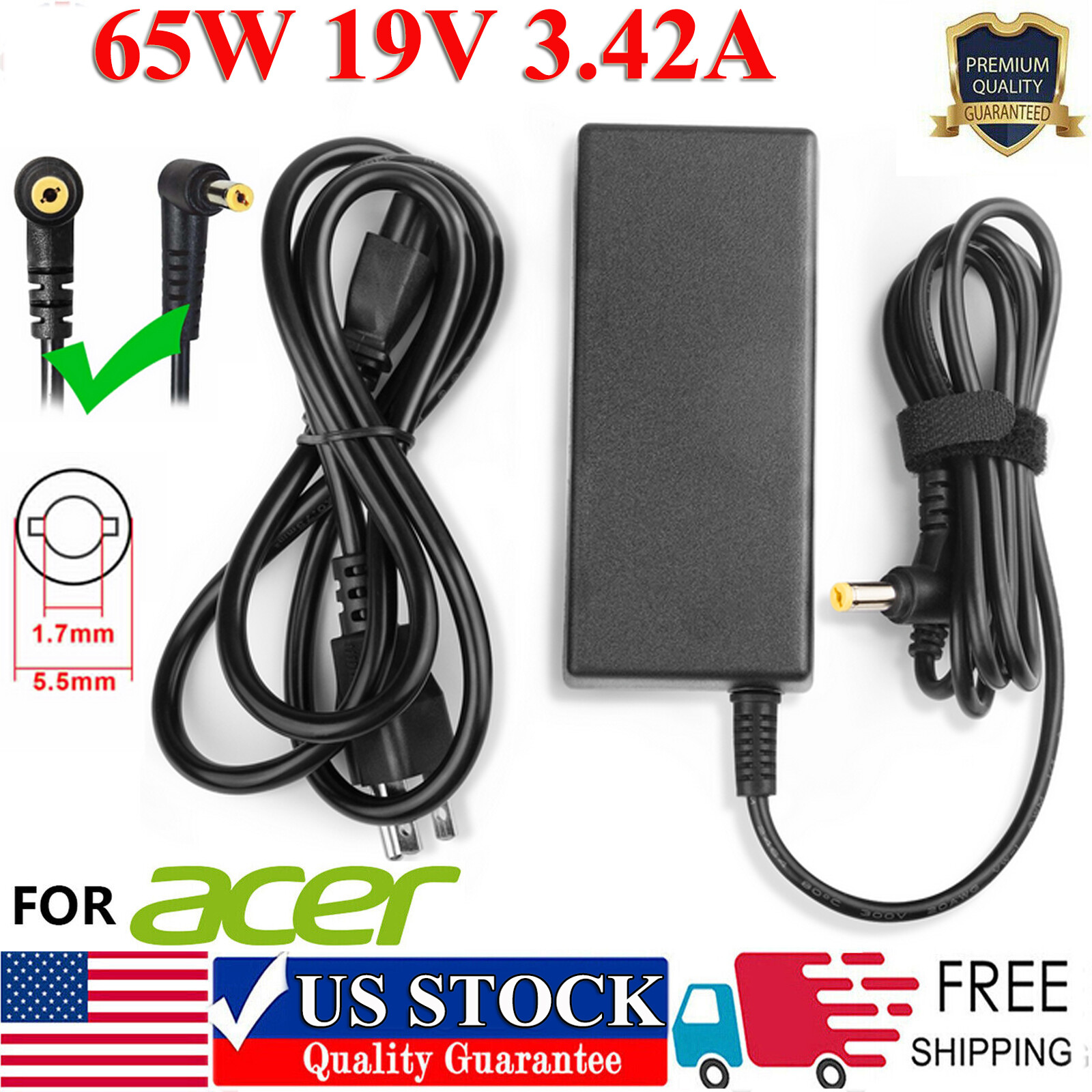 65W AC Adapter Charger For Acer Monitor G236HL H236HL S230HL S231HL Power Supply