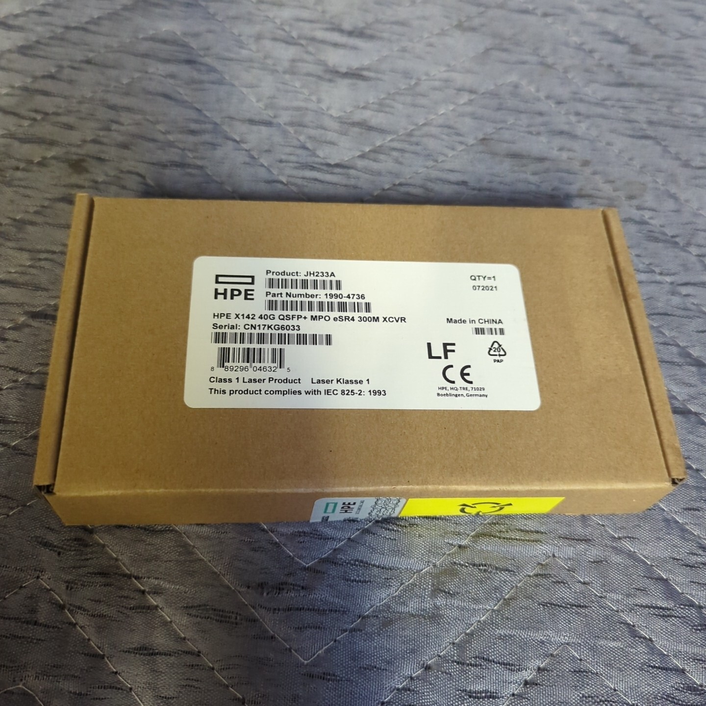 HPE JH233A X142 40G QSFP+ MPO eSR4 300M Transceiver