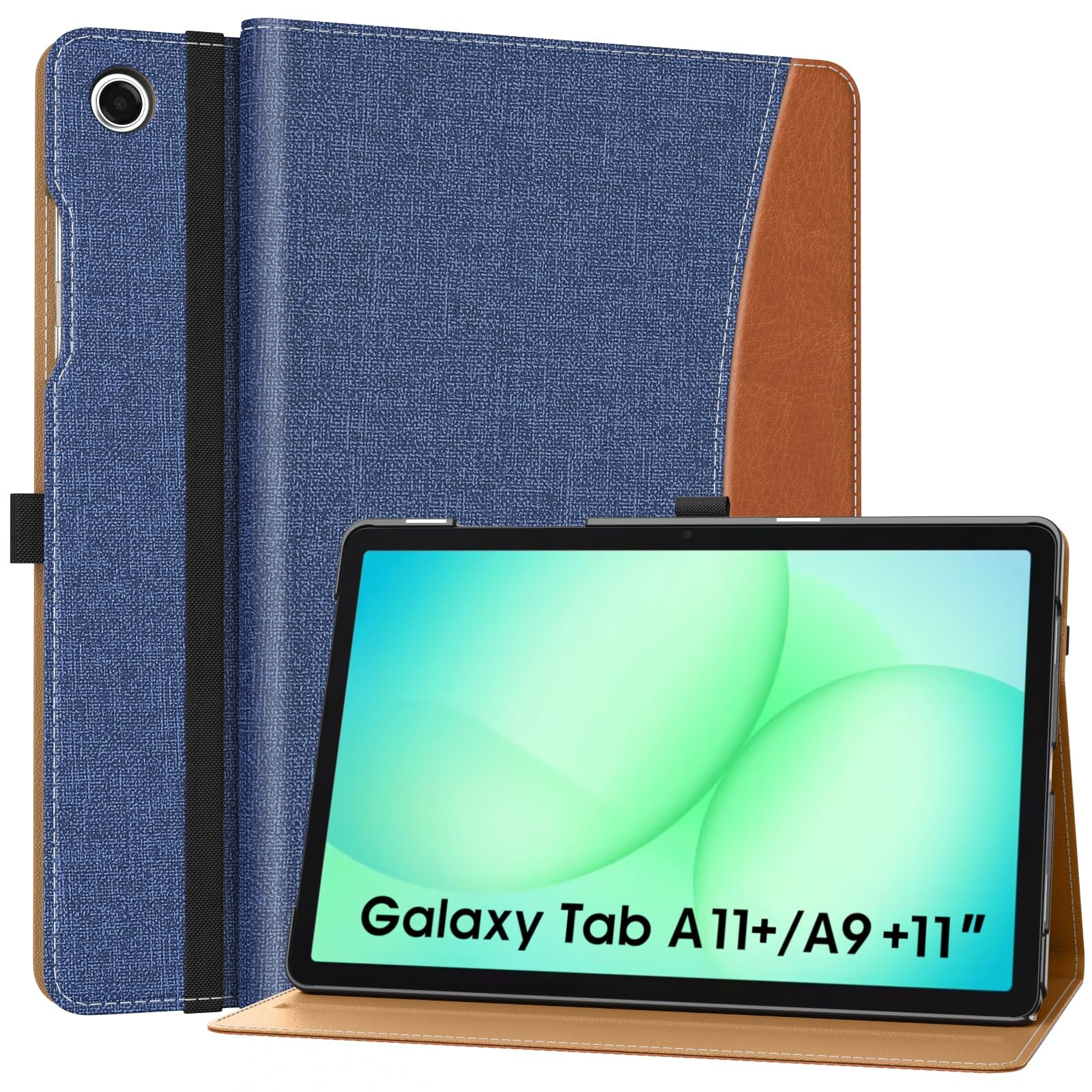 MoKo Case for Samsung Galaxy Tab A11+ /A9+ Plus 11 Inch, A Denim Blue & Brown