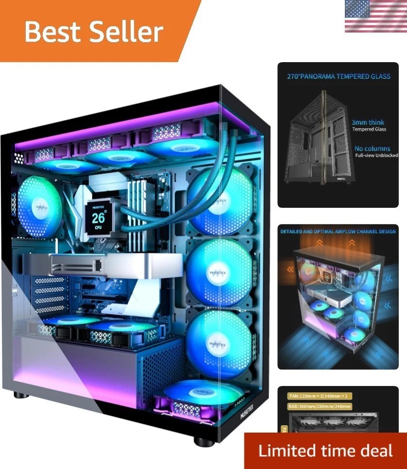 Type-C Mid Tower Gaming Case with 7 Pre-installed ARGB Fans - K2 Series