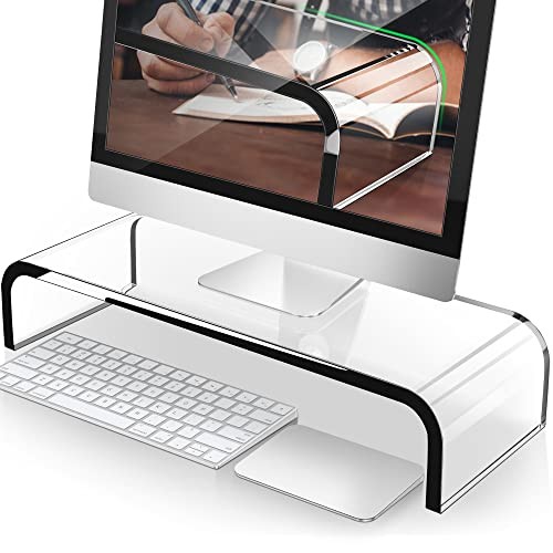 AboveTEK Acrylic Monitor Stand, Premium Large Monitor Riser 20 inch, Crystal Cle