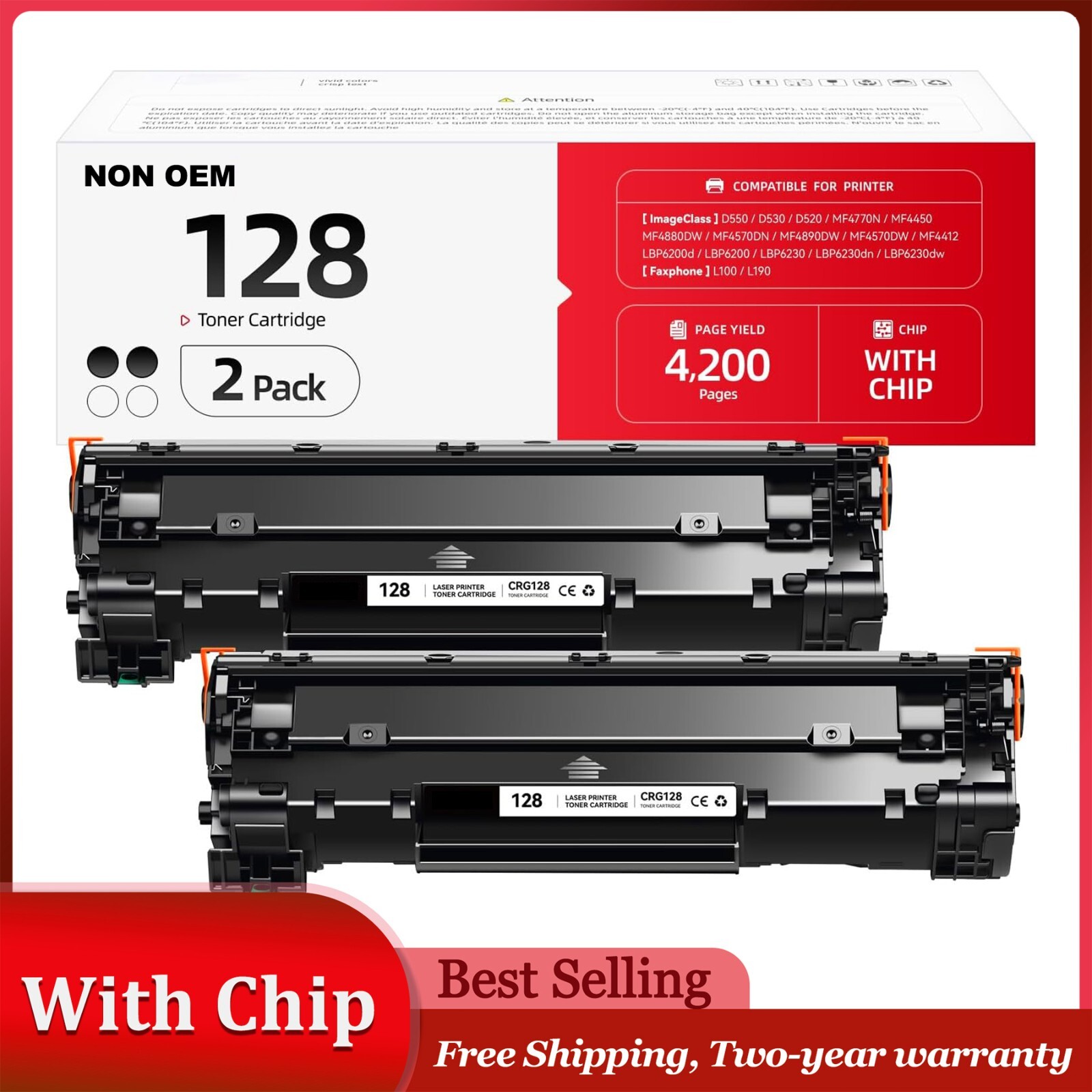 2PK CRG128 Toner Cartridge For Canon 128 ImageClass D530 D550 MF4450 MF4880dw