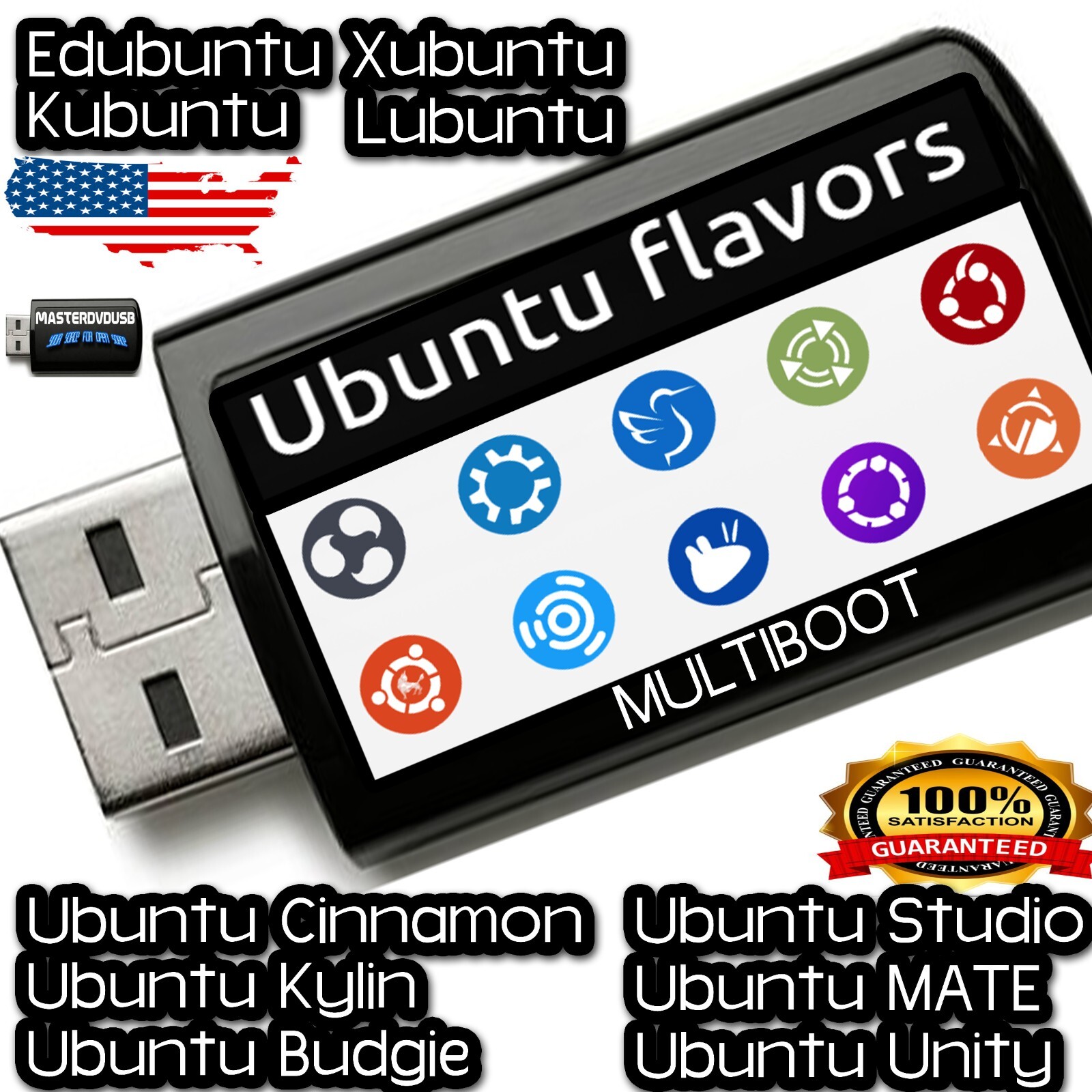 Ubuntu Flavors Multi-Boot USB 11-in-1 Live & Installer Latest Ver 24.04.2