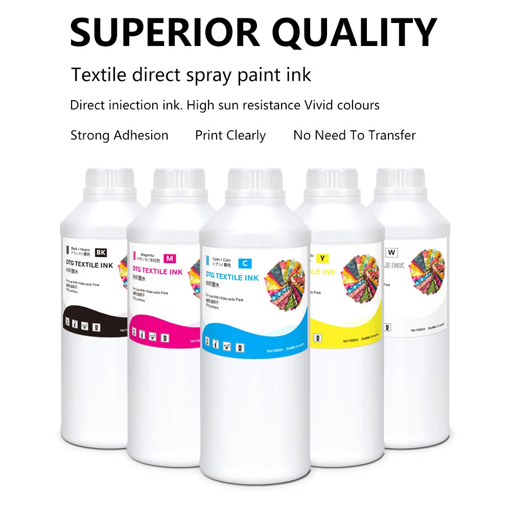 6x1000ml 5 Colors DTG Ink for Epson SureColor F2000 F2100 F2130 F2140 F2150