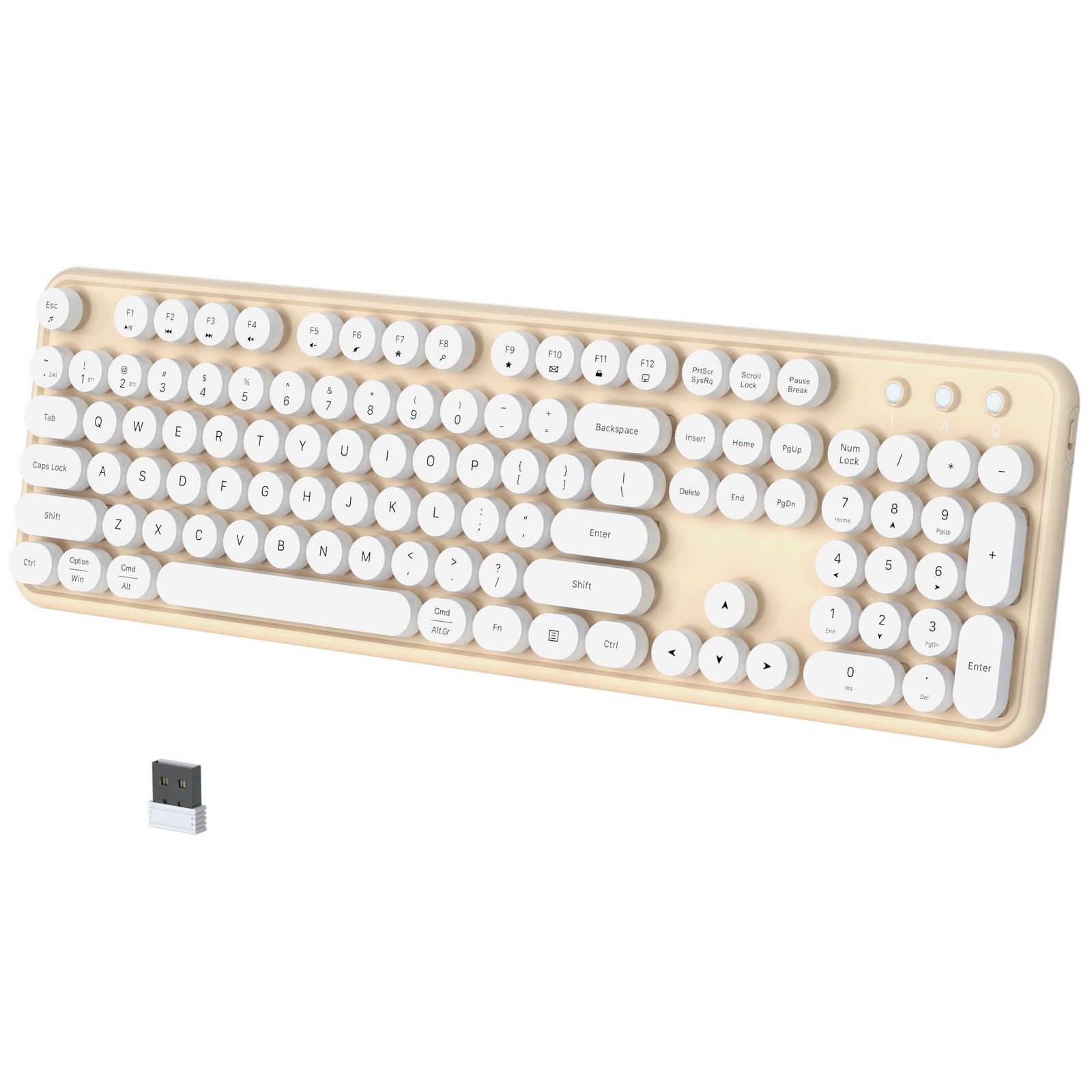 Colorful Wireless Bluetooth Keyboard (White Milk-Tea)