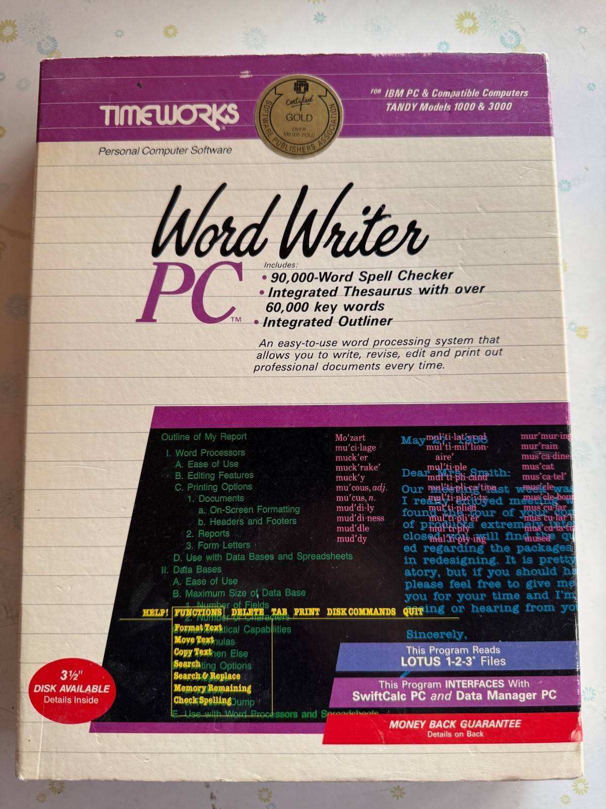 Timeworks Word Writer PC MS-DOS Word Processor Software, Tandy 1000