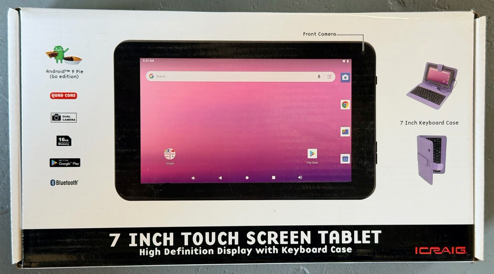 Craig 7" Android Tablets Touch Screen High Definition Display With Keyboard Case