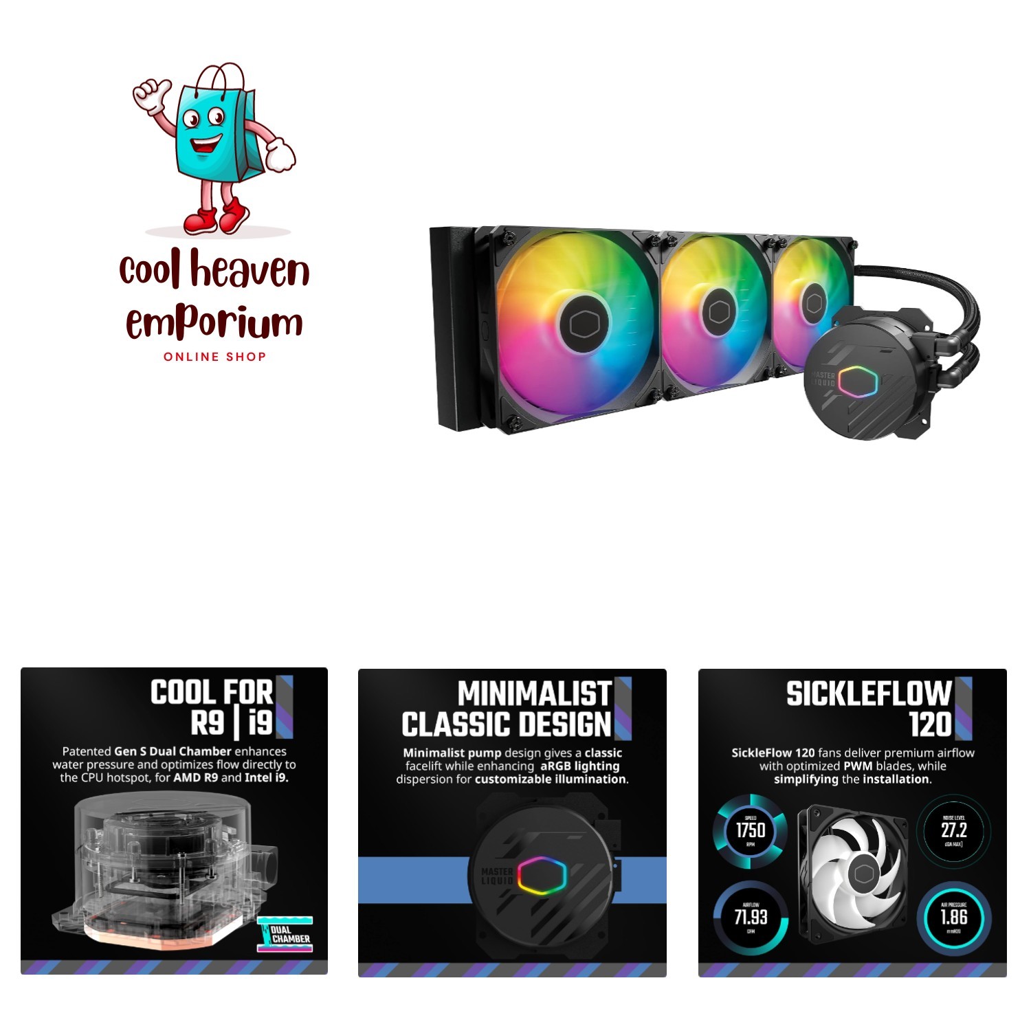 MasterLiquid 360L Core CPU Cooler - Gen S Dual-Chamber Design for Efficiency