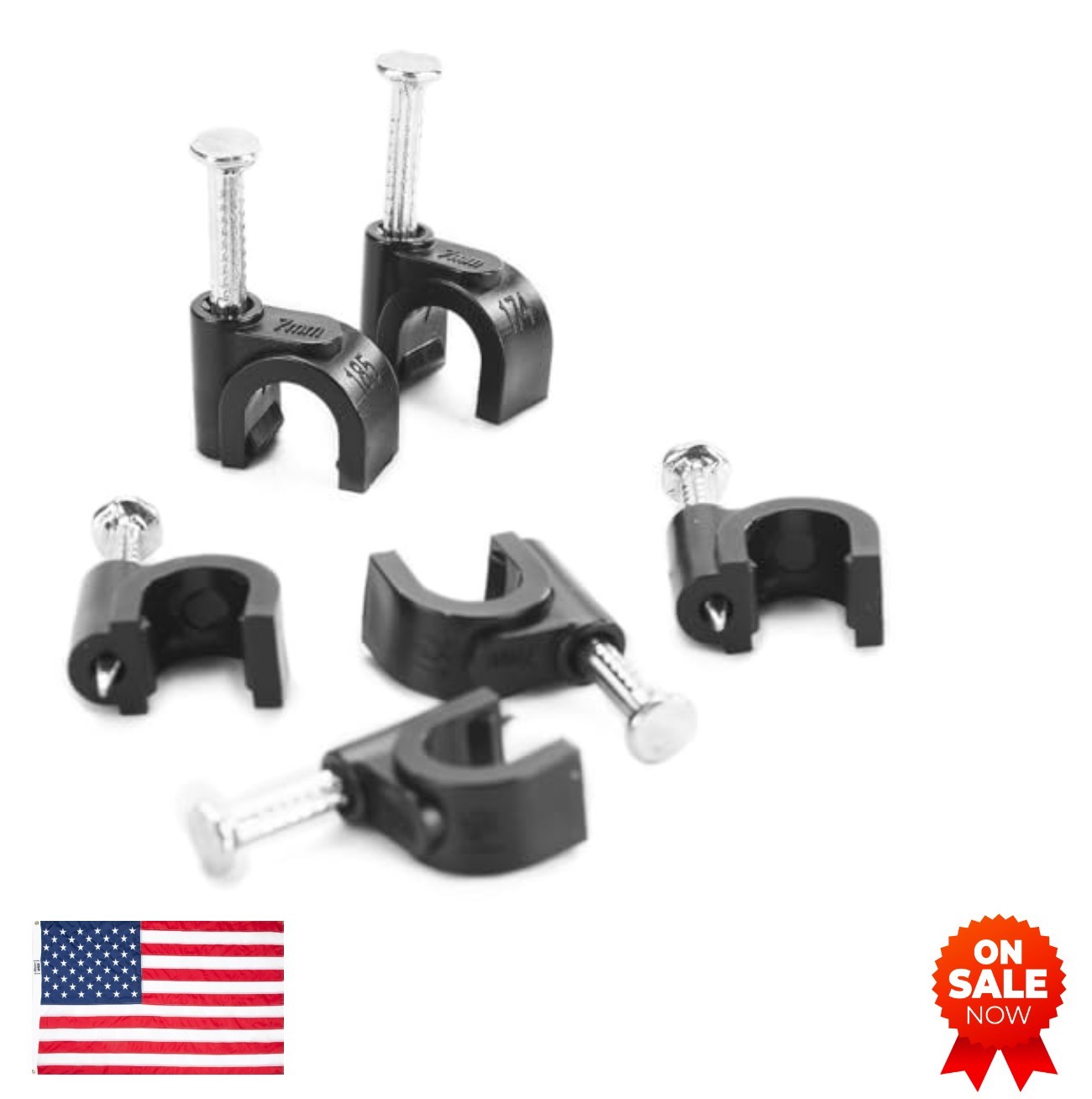 Cable Clips 7mm Ethernet Cat6 RG6 Coax Wire Staples 200 Pack Black Steel Nail