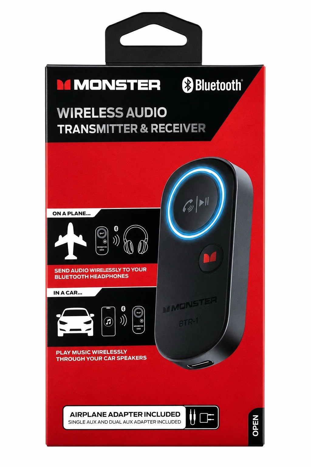 Monster Bluetooth 5.3 Audio Transmitter Receiver Airplane Adapter USB-C