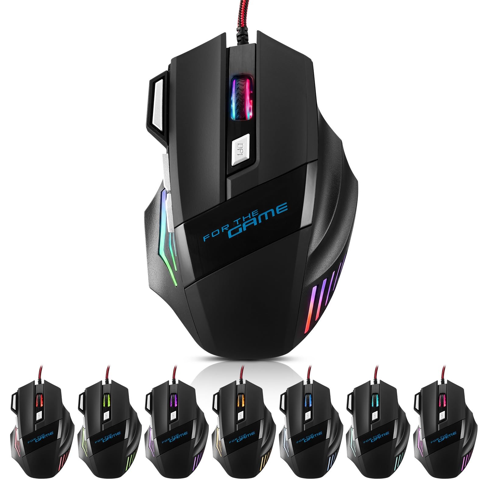Guiheng Wired Gaming Mouse, 7-Color Optical USB Mice for Laptop/Desktop, 1200...