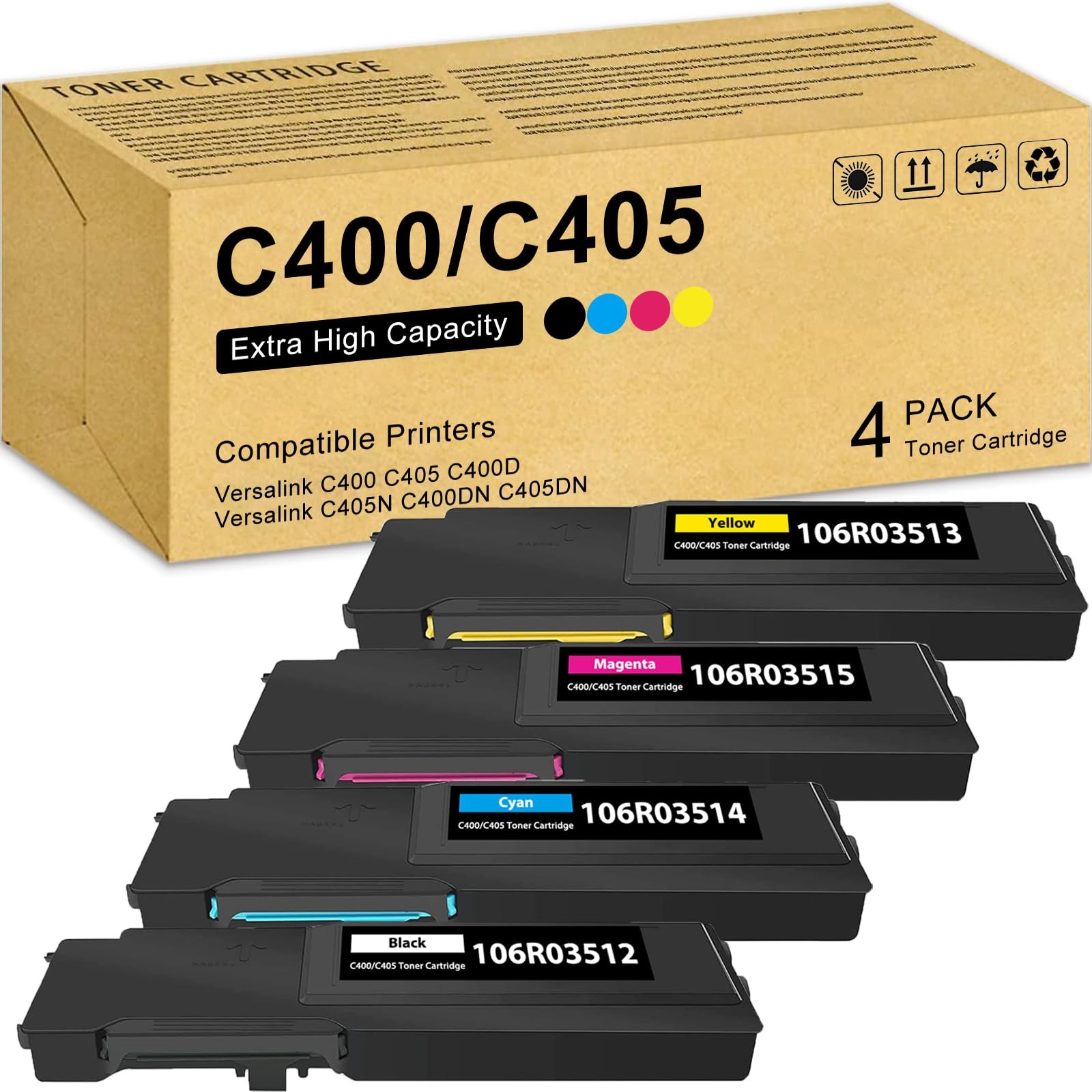 VersaLink C400 C405 High-Yield Toner Cartridge 4-Pack 106R03512 106R03513