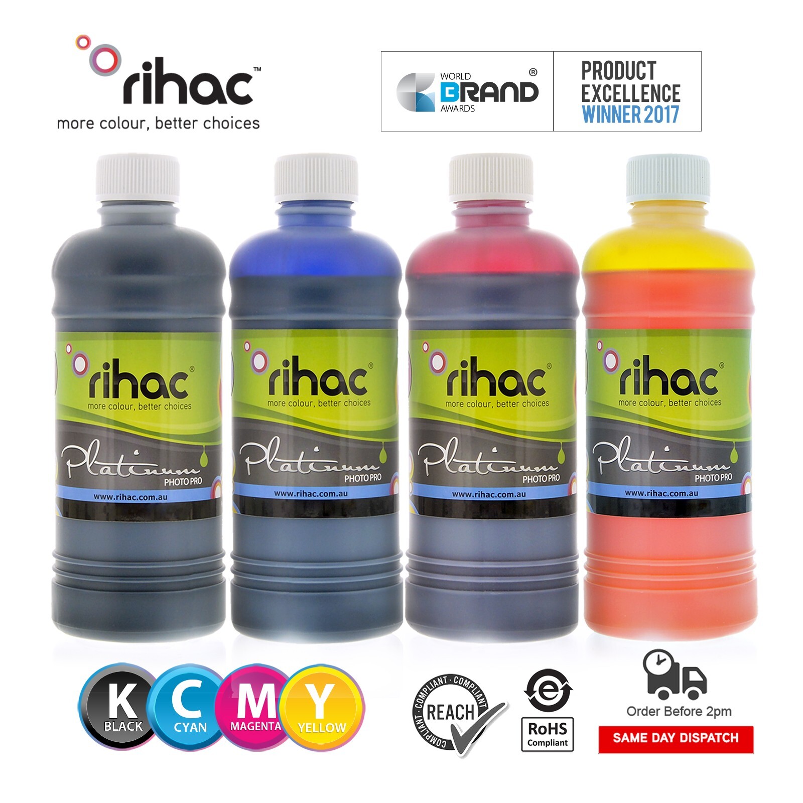 4 x 1 litre RIHAC Refill Ink for Canon PGI525 CLI526 Cartridge MX895 IP4850 CISS
