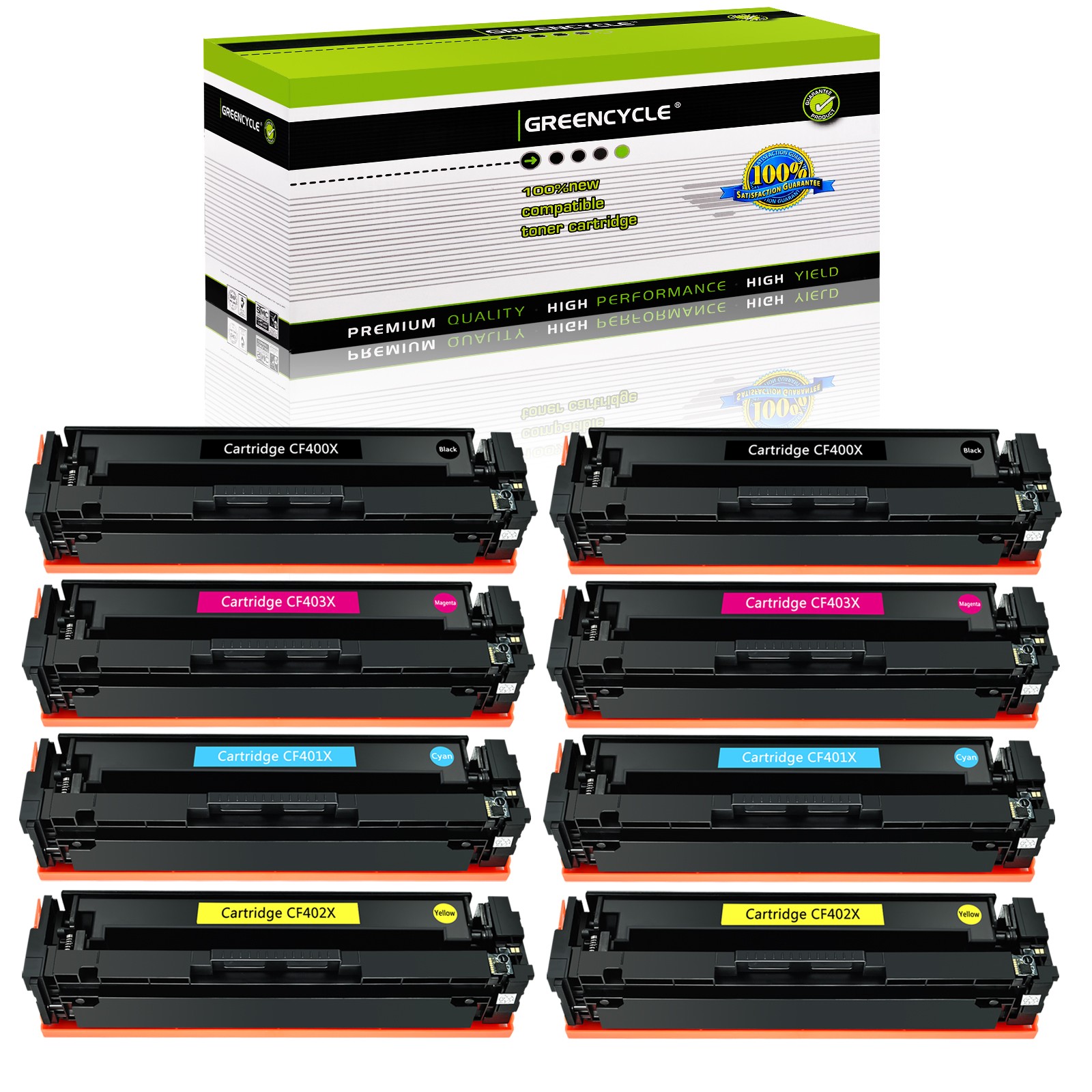 8PK CF400X BCYM Toner Set Fits For HP 201X Color Laserjet Pro MFP M252dw M277dw