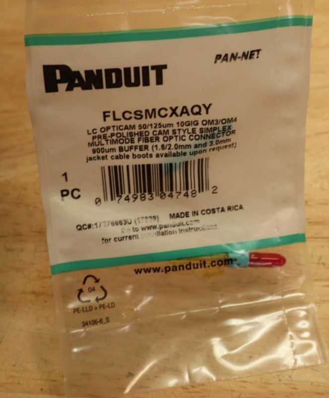 Panduit FLCSMCXAQY LC Simplex 10Gig OM3/OM4 Multimode 50um Fiber Connector