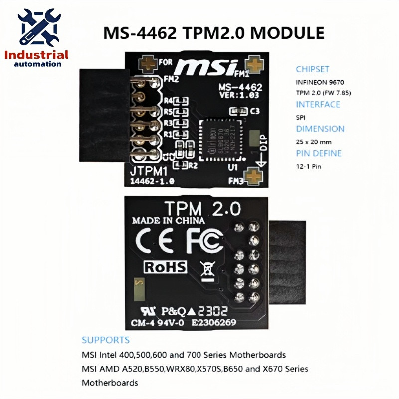 1PCS  NEW MSI MS-4462 TPM 2.0 Module (12 Pin 12-1) Trusted Platform Module SPI