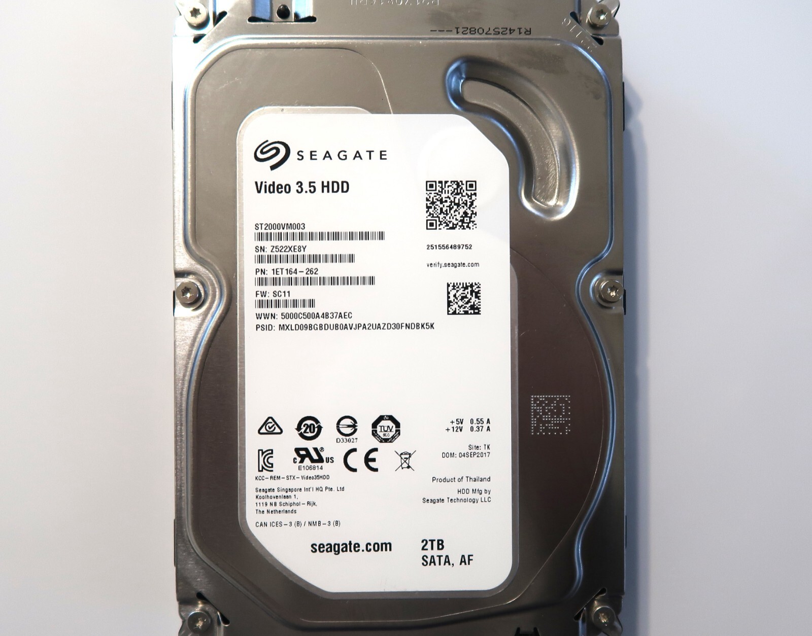 Seagate ST2000VM003 1ET164-262 SC11 TK (Z522) Thailand 2.0TB 3.5" Sata SEP-2017