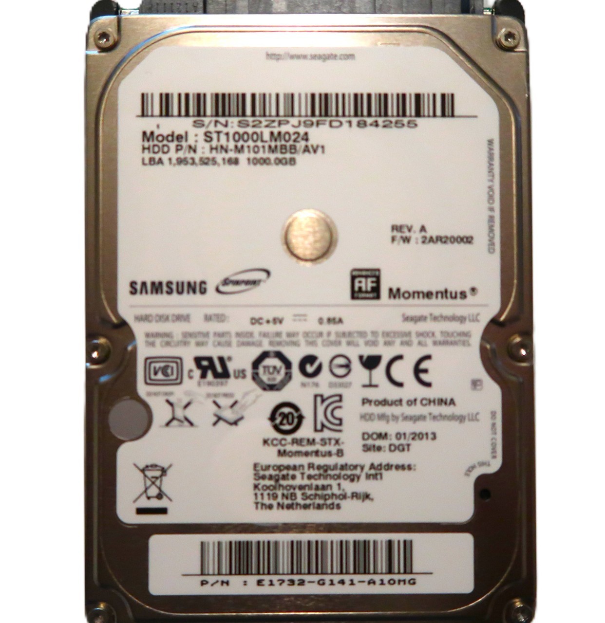 ST1000LM024 HN-M101MBB/AV1 2AR20002 E1732-G141-A1OMG 2.5" 1TB China 01.2013