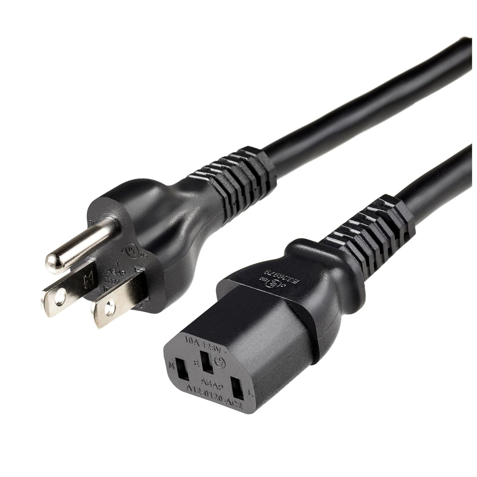 Amazon Basics 12ft PC Power Cord, 3-Prong, 18AWG, 125V, Black
