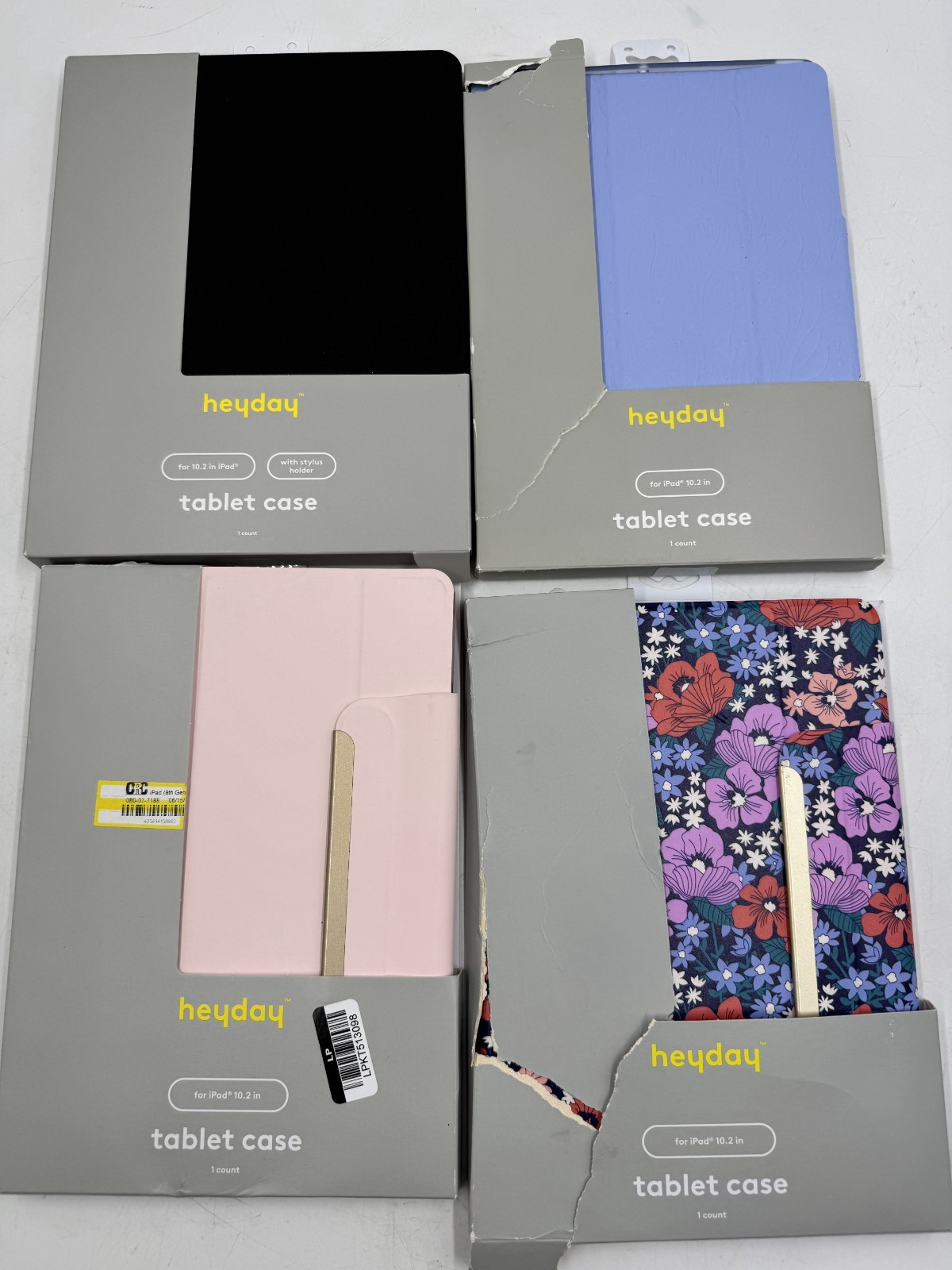 Heyday Tablet Cases for Apple iPad 10.2", Poppy Flowers Pink Black Blue - Lot 4
