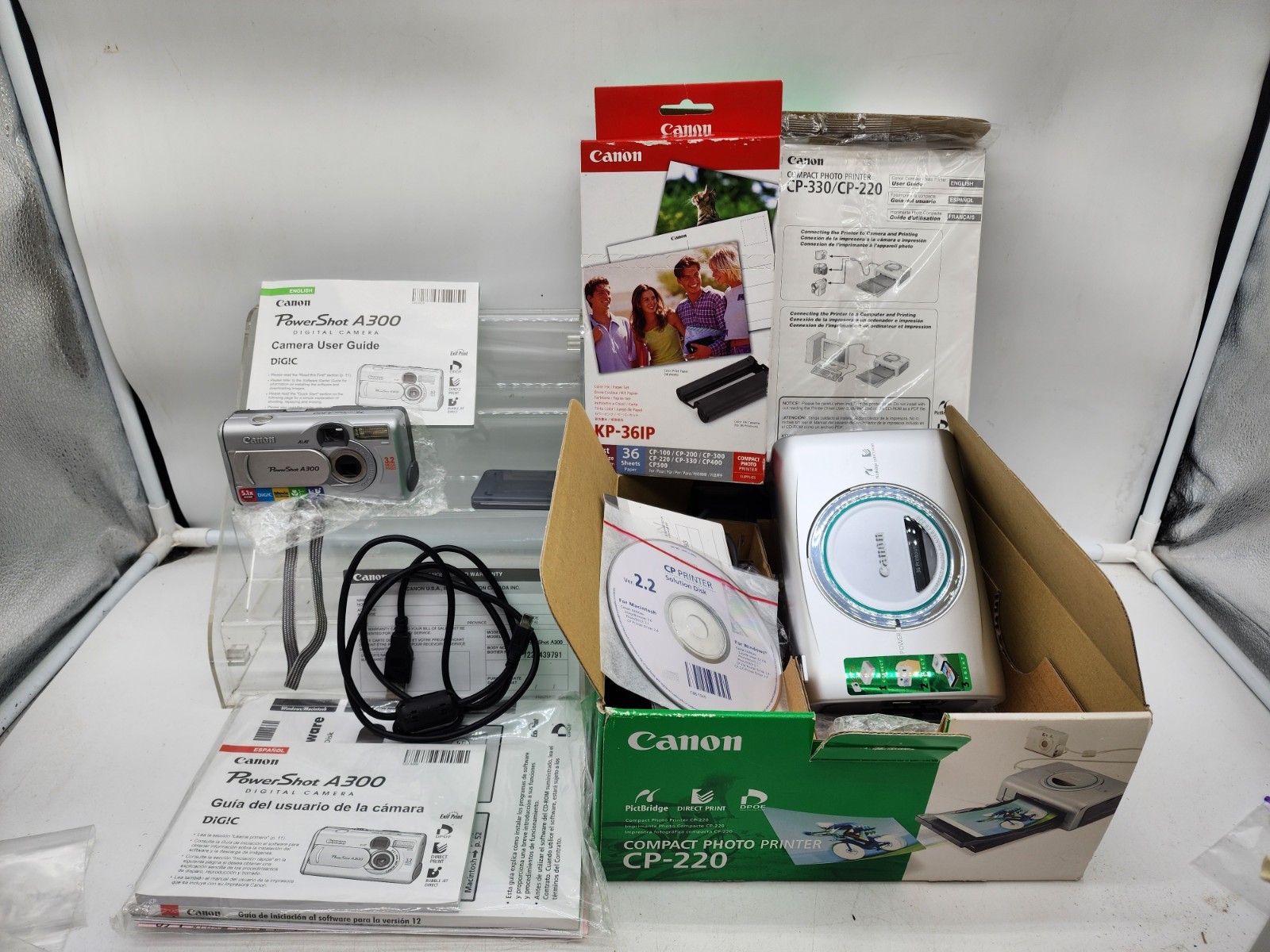 Canon CP-220 Digital Compact Portable Photo Thermal Printer & POWERSHOT A-300 ++