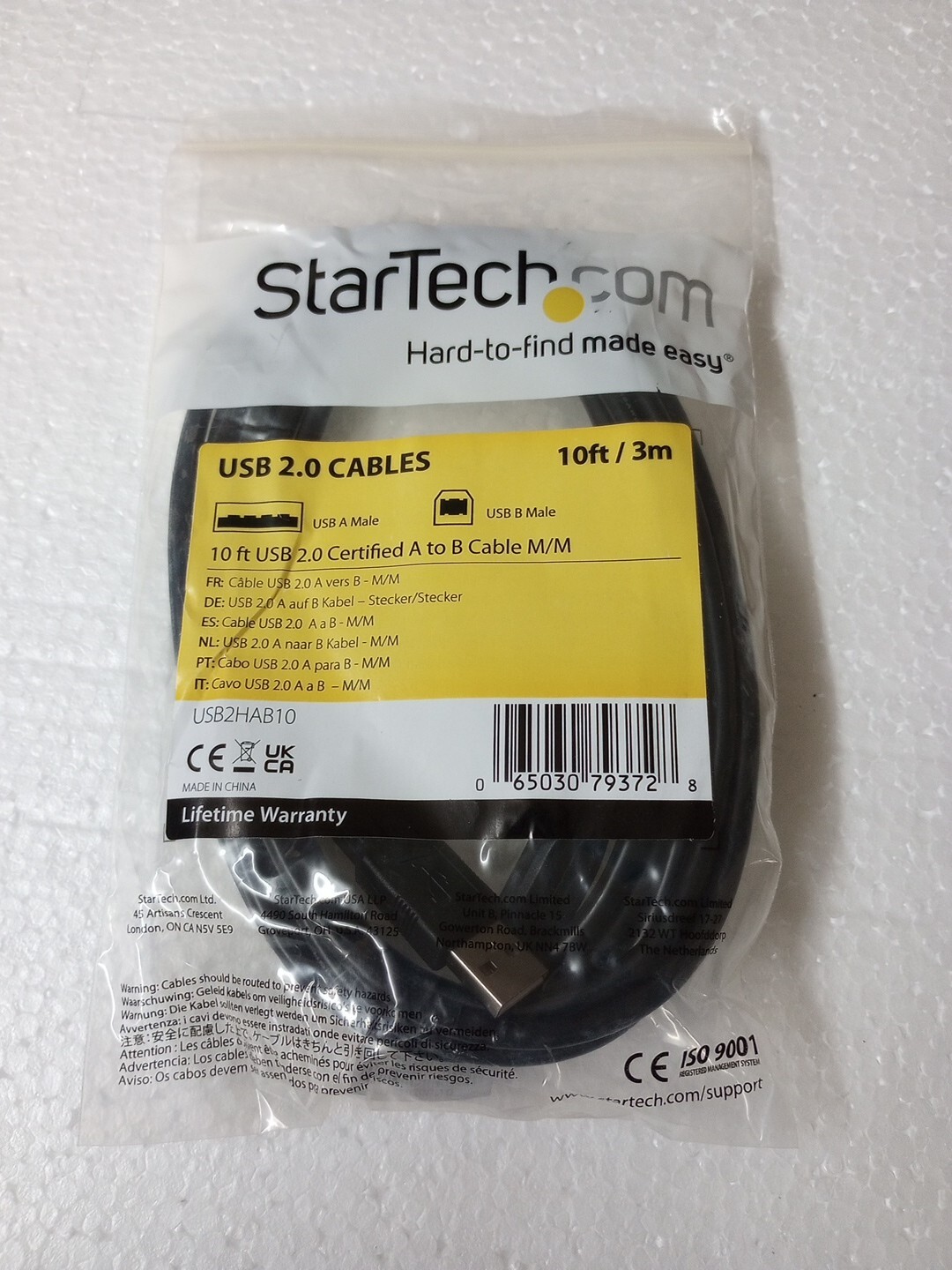 StarTech.com USB2HAB10 10ft USB A to USB B Cable