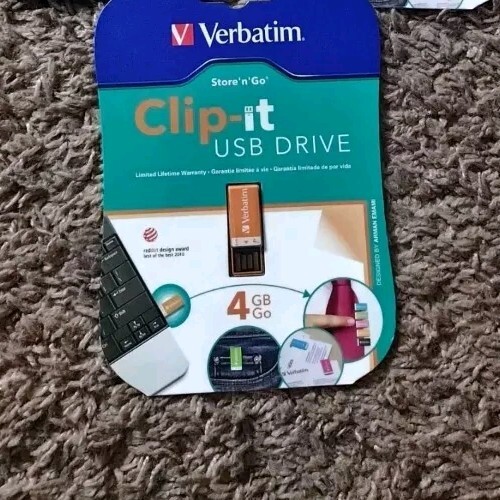 Verbatim Clip-it  4GB USB Drive. New
