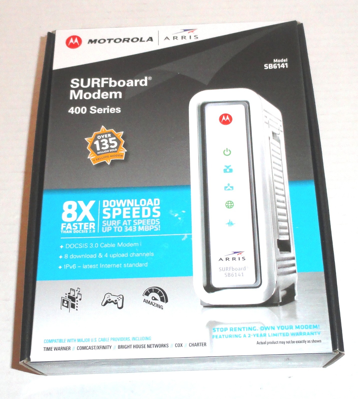 Motorola Arris Surfboard 400 Series Docsis 3.0 Modem Model: SB6141 - White