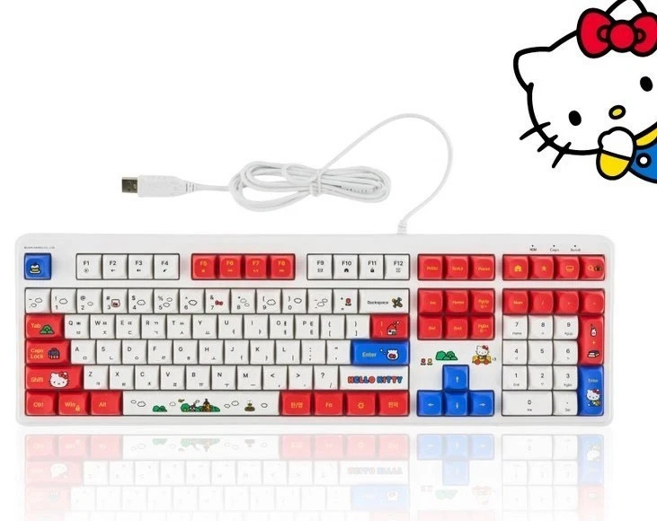 Sanrio Hello Kitty Wired LED Keyboard 108 Key Quiet USB/ HK-LW108