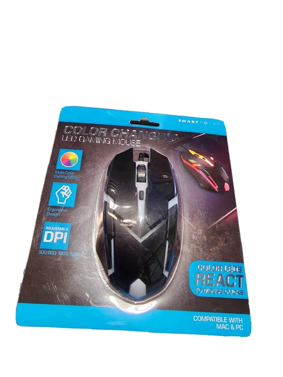 Smart Point Multi-Color Changing LED Gaming Mouse Compatible W/Mac & PC
