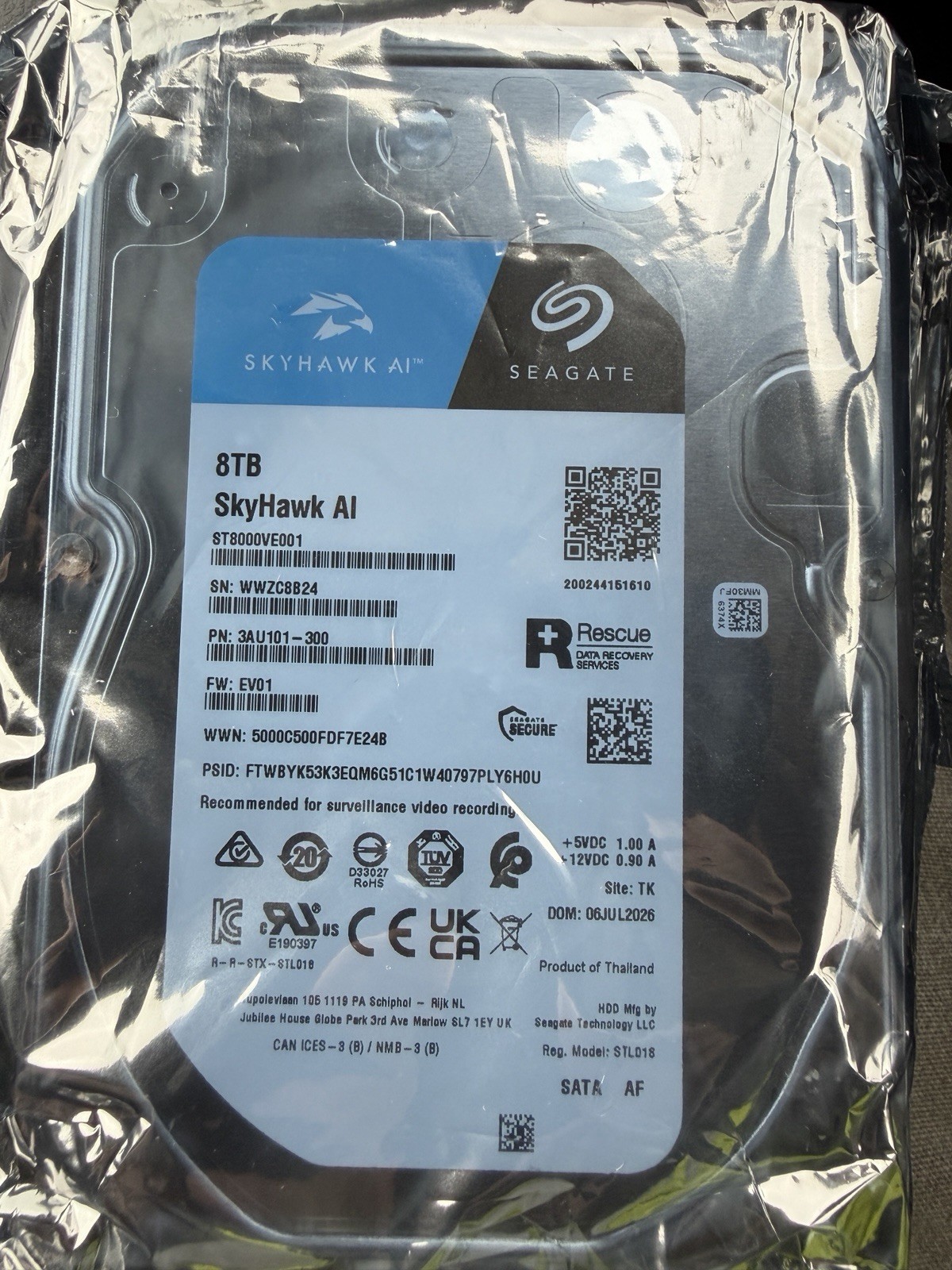 Seagate SkyHawk AI 8TB 3.5" Surveillance SATA I Internal Hard Disk Drive...