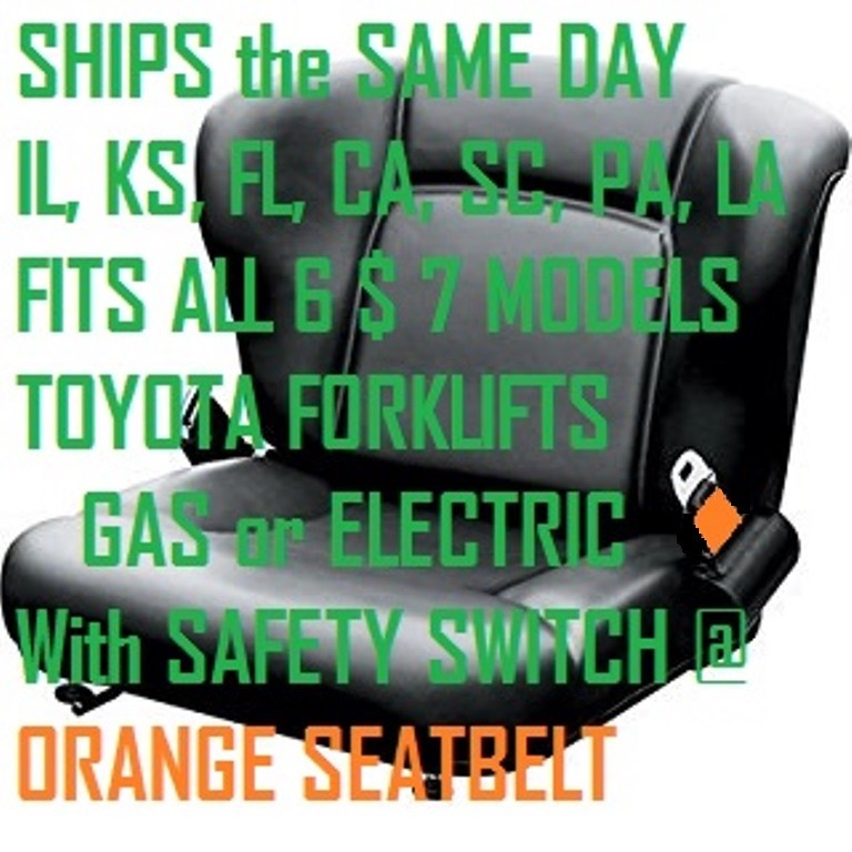 Toyota FORKLIFT Seat FORK LIFT TRUCK wit SAFETY SWITCH ORANGE SEAT BELT SEATBELT