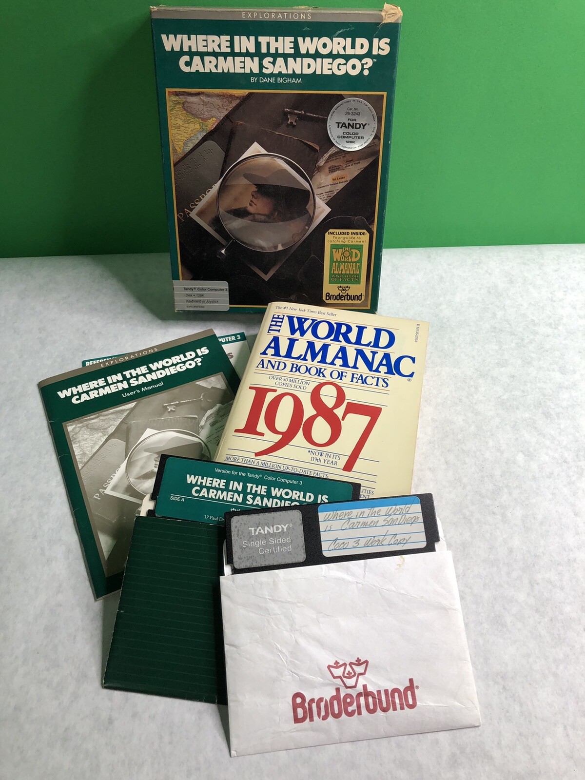 Where In The World Is Carmen Sandiego For Tandy 128k 2 Disks Broderbund 1987