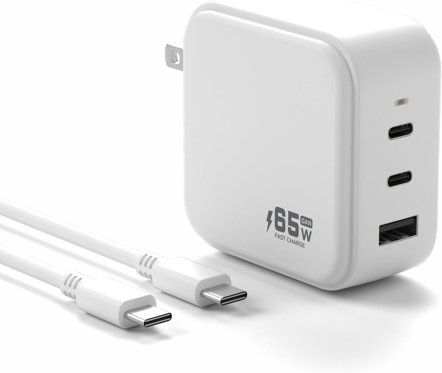 65W Max 3-Port USB C Charger Block Compact Foldable Phone Charger Laptop Charger