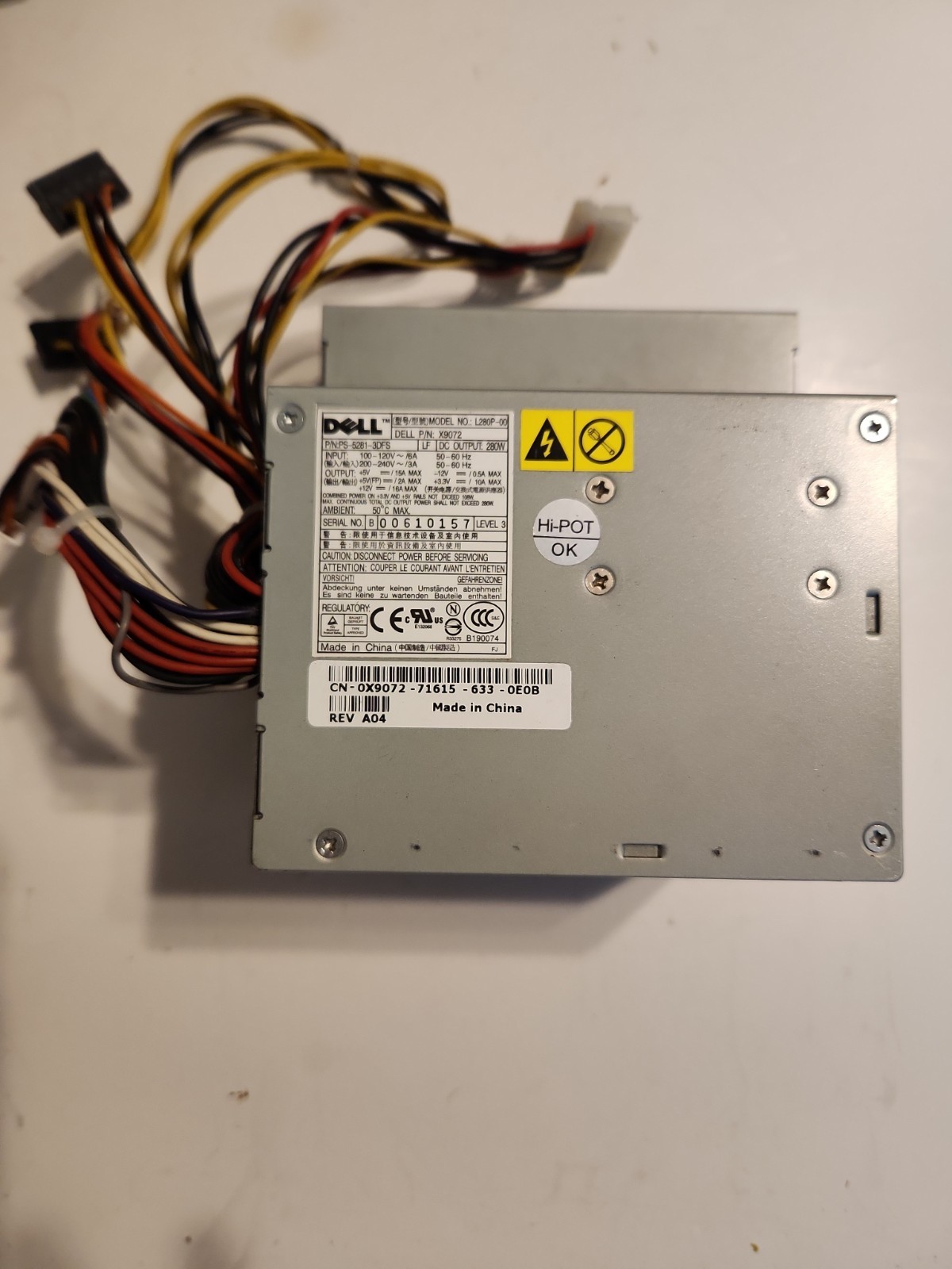 Dell PS-power supply L280P-00 PS-5281-3DFS Warranty &  