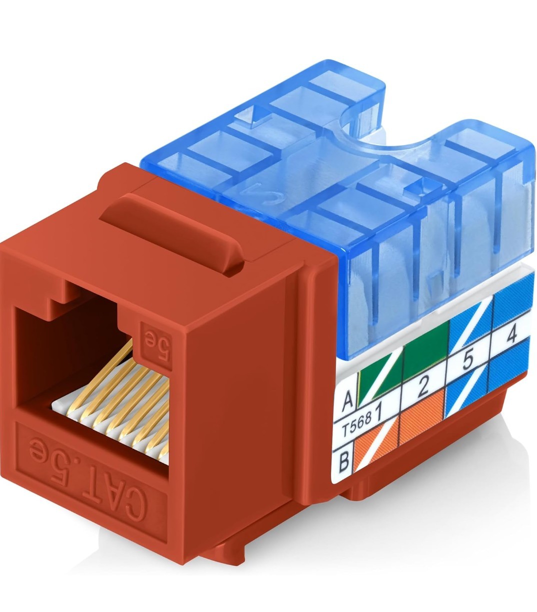 Everest 90° Angled RJ45 CAT5e Keystone Jacks 50-Pack Orange, Slim Profile Female