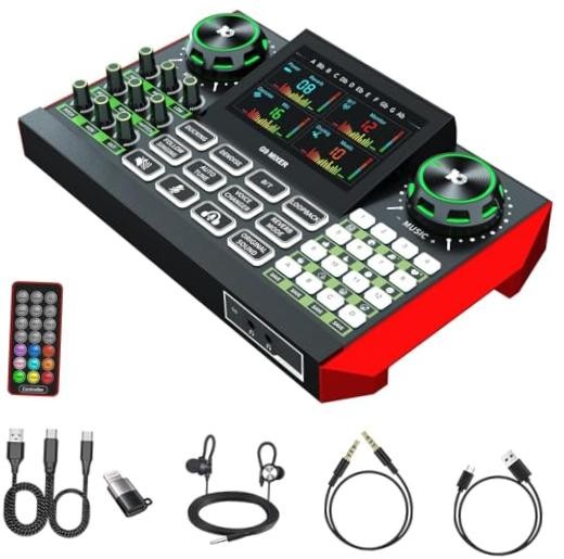 Audio Mixer, Sound Board for Pc/Phone Live Streaming Singing G9 Sound Card