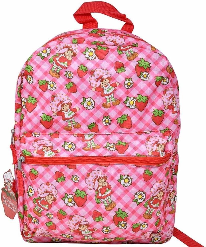 Large Backpack - Strawberry Shortcake - Pink Allover Print 16" School Bag NEW