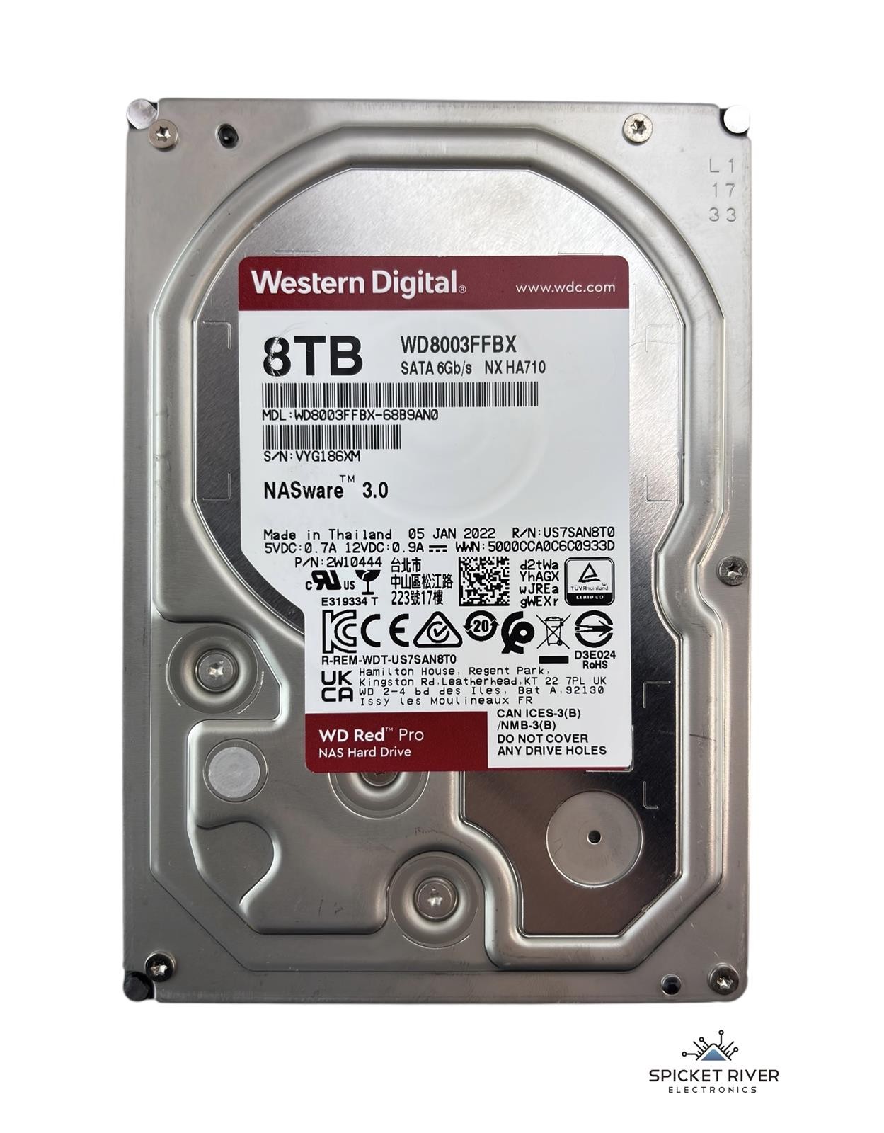 Western Digital Red Pro WD8003FFBX-68B9AN0 8TB SATA 6Gb/s NASware 3.0 3.5" HDD