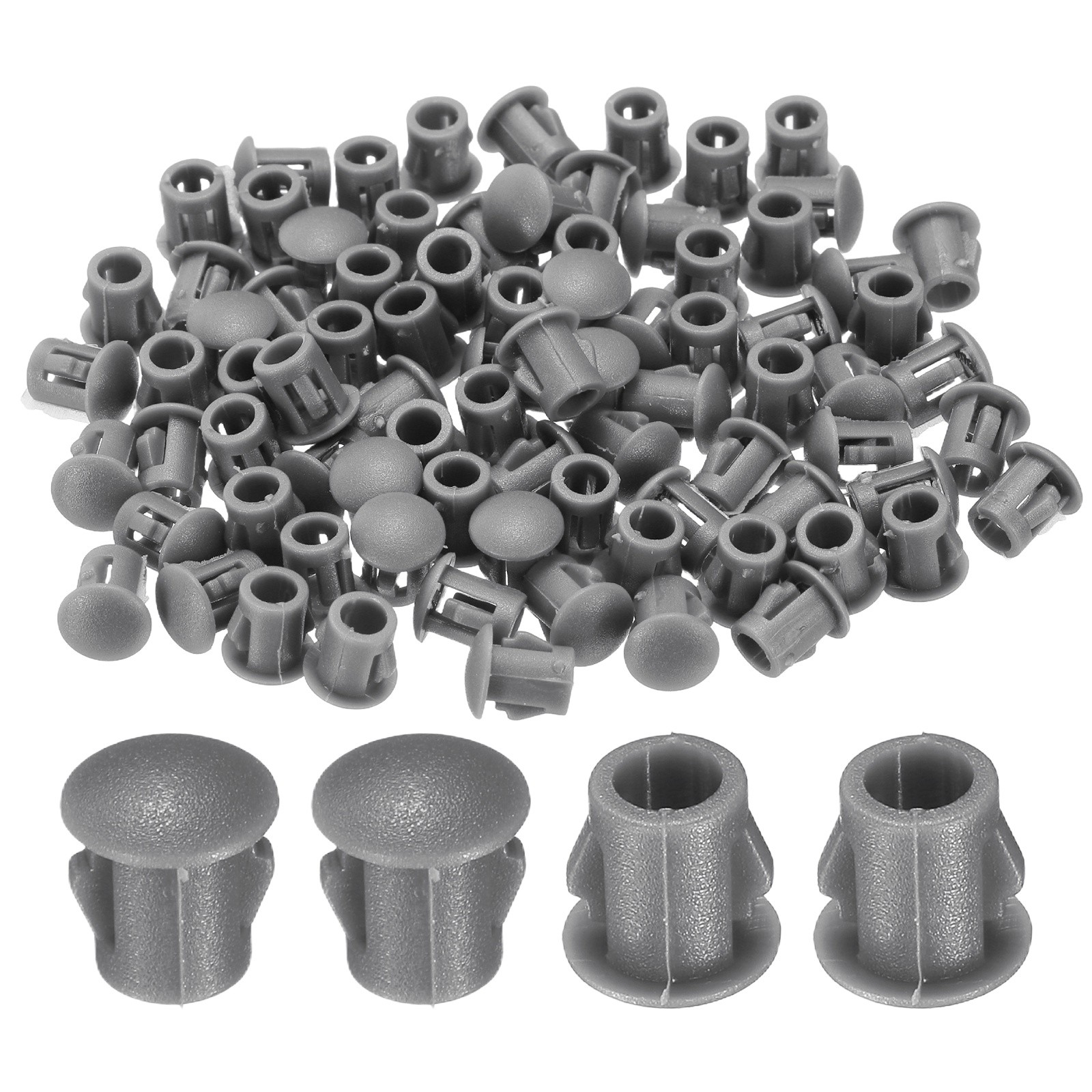 100-PackGray Hole Plugs, 5mm / 0.2 Inch Plastic Hole Cover Panel Plugs