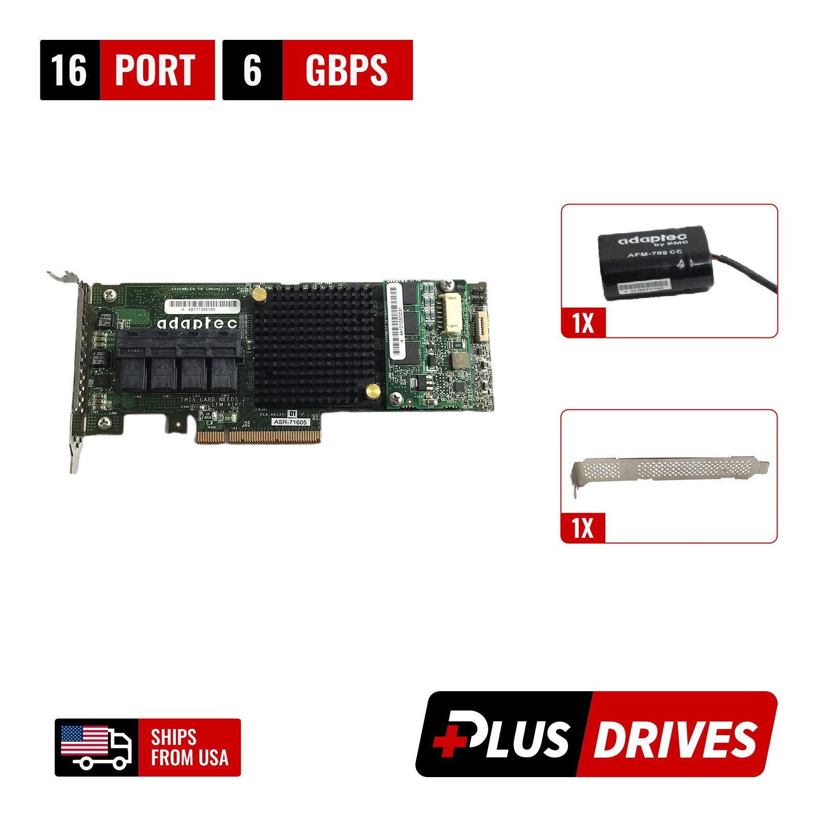 Adaptec ASR-71605 16 Ports 2274400-R IT-Mode HBA JBOD 1GB Flash Cache Vault BBU