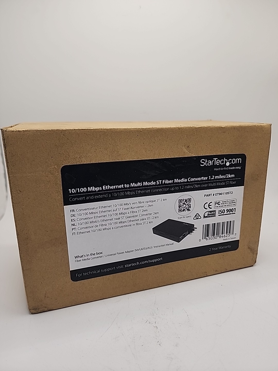 StarTech 10/100 Mbps Ethernet to Multi Mode ST Fiber Media Converter -New in Box